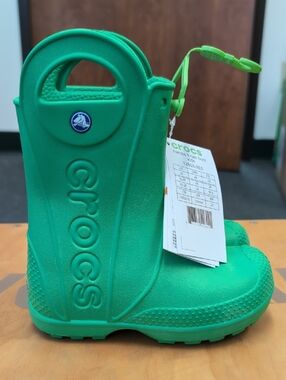 CROCS Kids' Solid Green Waterproof Rain Boots